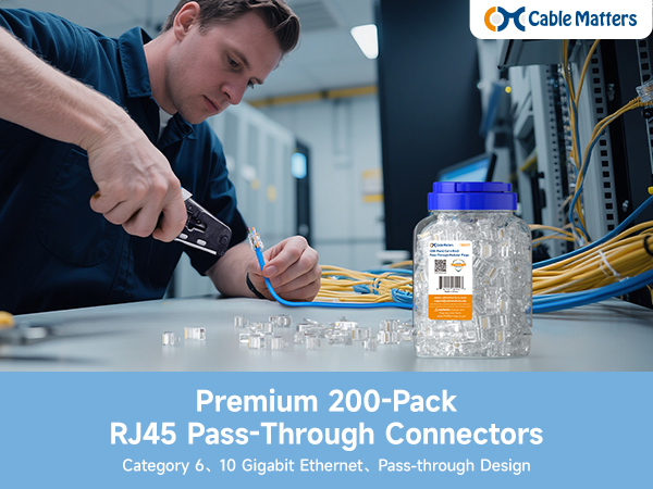 Cable Matters 100-Pack RJ45 Pass Through Connectors for Ethernet Cable Termination, Cat 6 Connector