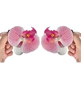 2Pcs Pink Orchid Flower Hair Clip,Sweet Hair Clip Clips for Women and Girl,Cute Pink Orchid Side ...