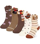 GENTABY 5 Pairs Girls Socks, Thick Thermal Warm Cotton Winter Cozy Crew Socks for Kids Aged 1-12
