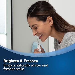 Brightens and freshens while you water flosser for a naturally whiter and fresher smile