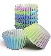 Mini Cupcake Liners Cupcake Cups 300-Count Food Grade Green Blue Gradient Design Cupcake Papers B...