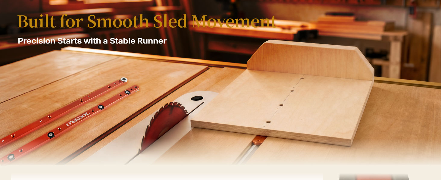 Adjustable aluminum miter bars for smoother and more accurate table saw sled movement.