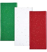 NEBURORA Glitter Tissue Paper for Packaging 50x66cm White Green Red Tissue Paper for Christmas Gi...