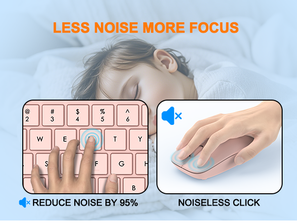 Wireless Keyboard and Mouse Combo, Full Size Silent Ergonomic Keyboard Mouse