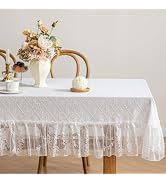 OUZHUHUI Lace Embroidered Tablecloth. Square Lace Vintage Tablecloth Dustproof Table Protector fo...