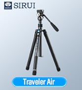 SIRUI TravelerAir Carbon Fiber Tripod with KV-5 Fluid Head, 360° Pan & -80° to 90° Tilt, Lightwei...