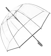 ThreeH Clear Bubble Umbrella Curved Handle Sturdy Plastic Transparent Dome 8 Ribs Auto Open Stick...