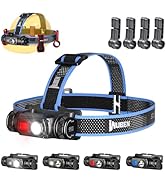 WUBEN H1 Pro Rechargeable Headlamp, 1200 High Lumen Ultra Bright LED Head Lamp, 11 Modes 180°Adju...