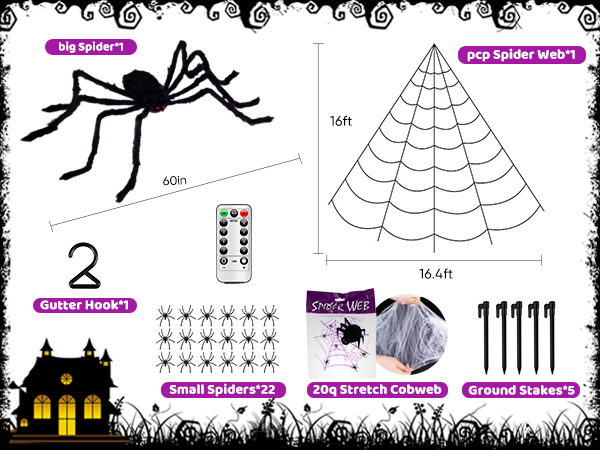 Spider Webs Halloween Decorations Lights