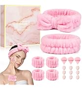 Crosize Headbands and Wristbands Set for Washing Face, Spa, Skincare, Gift for Women and Girls, w...