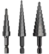 Step Drill Bit Set, 3-12, 4-12, 4-20 Inch Unibit Core Stepped Bits, Hex Shank Hole Cutting Metalw...
