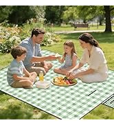 Large Cute Gingham Picnic Blanket Outdoor Camping Picnic Mat Foldable Waterproof Sand Proof Beach...