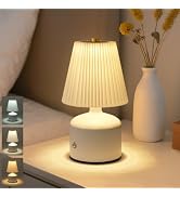 UMLAEN Small Bedside Lamp Rechargeable Table Lamp, Touch Lamps for Nightstand 3 Color Stepless Di...