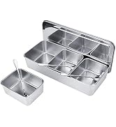 OUKENS Seasoning Container, 3-Grid Stainless Steel Seasoning Rack Spice Pots Storage Container Co...