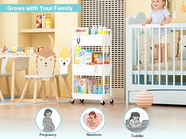 Baby Diaper Caddy Organizer Cart