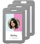 Uniclife ID Badge Holder with Double-Sided Windows Vertical Hard Plastic Case Grey Card Protector...