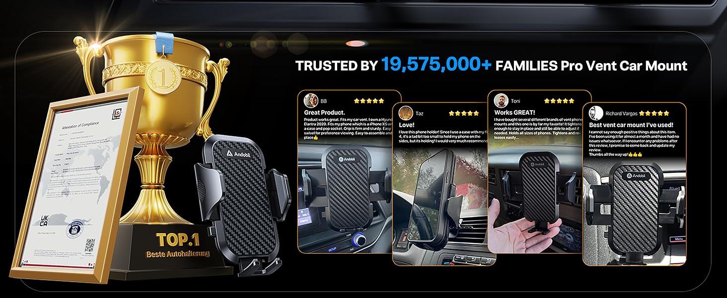 TRUSTED BY 2,000,000 FAMILIES Pro Vent Car Mount