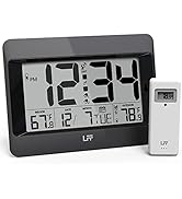 LFF Atomic Clock,Digital Wall Clock Battery Operated,Desk Alarm Clock with Indoor & Outdoor Tempe...