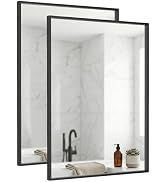 Pocetry 22"x30" Matte Black Bathroom Mirrors for Over Sink 2-Pack, Heavy-Duty Metal Frame & HD Gl...