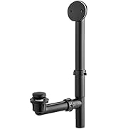 Artiwell 1-1/2" Black Tubular Bath Drain Kit with Tip-Toe Bath Drain Stopper, Touch-Toe Tub Drain...
