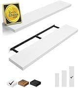 BAYKA Floating Shelves, 48 inch Wall Mounted Rustic Wood Shelves for Bathroom, Bedroom, Living Ro...