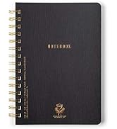 DesignWorks Ink 6" x 8.25" Black Textured Paper Twin Wire Spiral Notebook Journal with 160 Lined ...