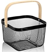 ZEAYEA Mesh Steel Fruit Basket Bin with Handle, Multi-functional Hanging Storage Organizer Garden...