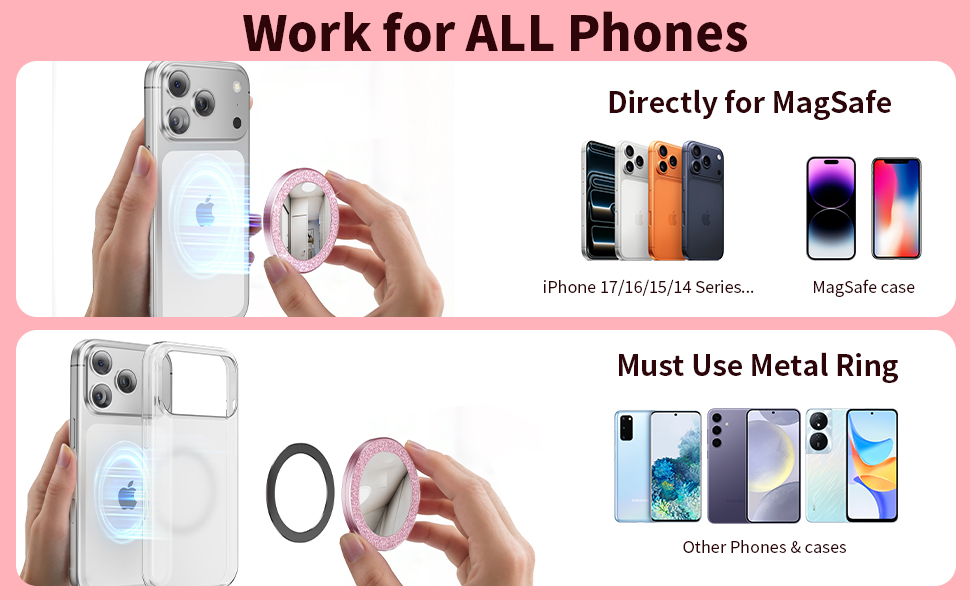 Portable Double-Sided Magnetic Phone Holder with Mirror