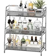 EKNITEY Bathroom Countertop Organizer Rack - 3 Tier Counter Spice Rack Metal Makeup Rack Small Pe...