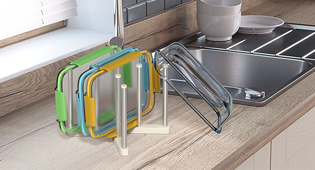 Food container lid rack