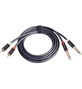 Dual 1/4 TS to Dual RCA Stereo Audio Interconnect Cable 5FT, Gold Plated Copper Shell Heavy Duty ...