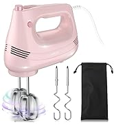 GUALIU Electric Hand Mixer with Stainless Steel Whisk, Dough Hook Attachment and Storage Bag, Han...