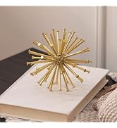 TICKCACY 4.5” Metal Spike Sphere Tabletop Decor, Gold Geometric Decorative Ball, Abstract Sculptu...