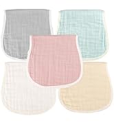 MUKIN Baby Muslin Burp Cloths and Burping Cloth,Soft Absorbent for Boys Girls,5 Pack Cotton Newbo...