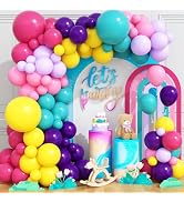 Pink Blue Purple Balloons Arch Kit, 108 Pcs Rainbow Magic Balloons Garland with Hot Pink Teal Bal...