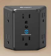 Multi Plug 6 Outlet Extender, Unidapt Black Surge Protector Wall Splitter, 1800J Power Strip 3 Si...