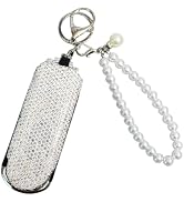 Frinnovan 1 Pack Rhinestone Pocket Hair Brush with Mirror Keychain Bling Travel Folding Combs Spa...