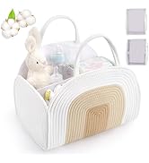 Baby Diaper Caddy Organizer, Cotton Rope Diaper Organizer for Changing Table, Sturdy Portable Nur...