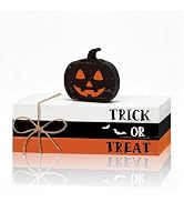 Smile Happy Halloween Wooden Stack, Pumpkin Mini Faux Books Bundle, Trick or Treat Tiered Tray De...