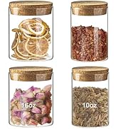 wangsdjy Airtight Glass Jars with Cork Lids -set of 4 (2 Large 16oz & 2 Small 10oz) Kitchen Stora...
