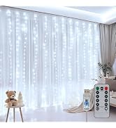 300LED Fairy Curtain Lights 9.8ft x 9.8ft LED Dimmable Twinkle Lights with Remote and Timer USB P...