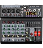 BOMGE 06A Professional 6 Channel DJ Audio Mixer, DJ Controller Sound Mixer with 99 DSP Effects,7-...