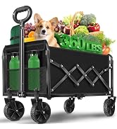 Collapsible Wagons Carts Foldable Wagon, Foldable Wagon Cart with Wheels, Folding Wagons for Beac...