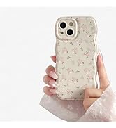 FABSPARK Case for iPhone 15 Pro Max,Cute Flower Floral Pattern Wave Design Curly Wavy Frame Case,...