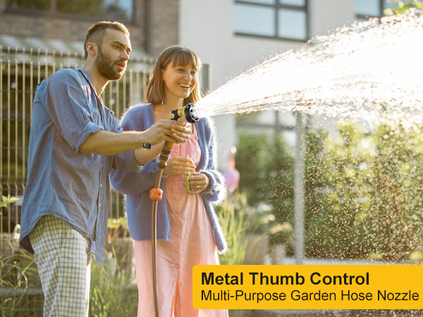 Metal Thumb Control Heavy Duty Multi-Purpose 8-in-1 Spray Garden Nozzle