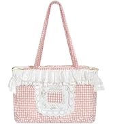 Sunwel Fashion Coquette Gingham Quilted Bag Cute Tote Bag with Zipper for Women