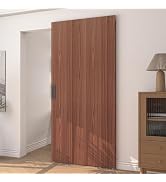 JUBEST 40"x86" Concealed Sliding Barn Door with Soft Close Hardware Kit, Brown Hidden Door for Op...