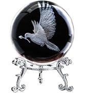 ZEERSHEE 60mm 3D Peace Dove Crystal Ball Figurine with Stand Glass Pigeon Ornament Decor for Home...