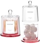 rejomiik 2 Pack Qtip Holder Thick Glass Apothecary Jars with Lid for Bathroom Accessories Vanity ...