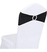 ManMengJi Black Chair Sashes, 25PCS Spandex Sashes Bows, Chair Cover Bands with Buckle Slider for...